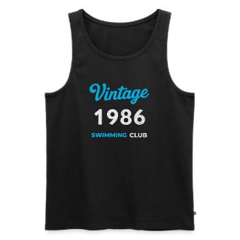 Millésime 1986 – Année de naissance rétro du club de natation - Débardeur bio Premium Homme - noir - Devant - AI Model Male 178 light (178cm)
