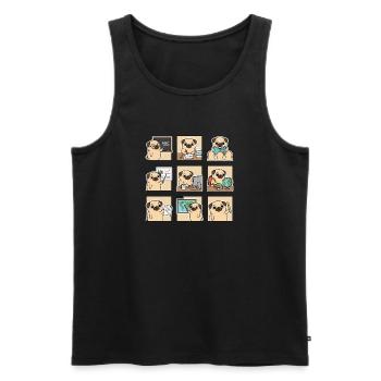 Funny Pug Teacher ABC STORY TEACH A Plus - Men's Premium Organic Tank Top - black - Front - Michal (187cm)