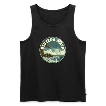 Experience Paradise In Riviera Maya - Mexico - Men's Premium Organic Tank Top - black - Front - AI Model Male 178 light (178cm)