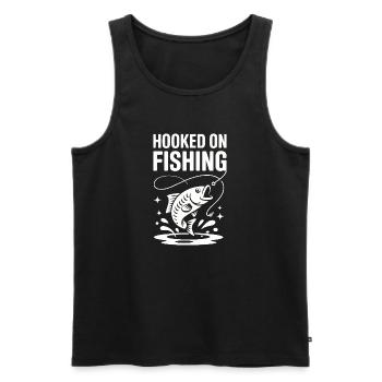 Accroché à la pêche - Pêcheur Spruch - Débardeur bio Premium Homme - noir - Devant - Michal (187cm)