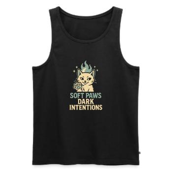 Gentle Paws, Dark Intentions | Cat - Men's Premium Organic Tank Top - black - Front - AI Model Male 178 light (178cm)