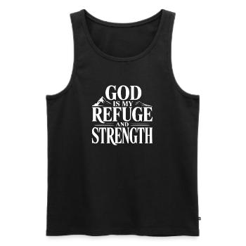 Dieu est mon refuge et ma force - Débardeur bio Premium Homme - noir - Devant - Michal (187cm)