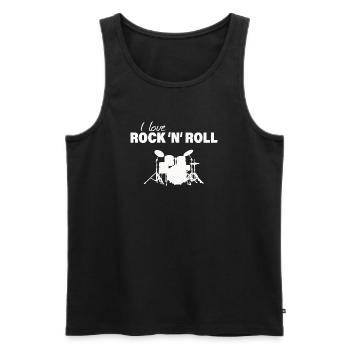 ROCK & ROLL - Männer Premium Bio Tank Top - Schwarz - Vorne - AI Model Male 178 light (178cm)