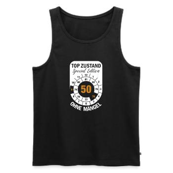 Top Zustand Spezial Edition  50 Jahre 1976 Sept. - Männer Premium Bio Tank Top - Schwarz - Vorne - Michal (187cm)