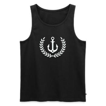 Anchor in the laurel wreath - Men's Premium Organic Tank Top - black - Front - Michal (187cm)