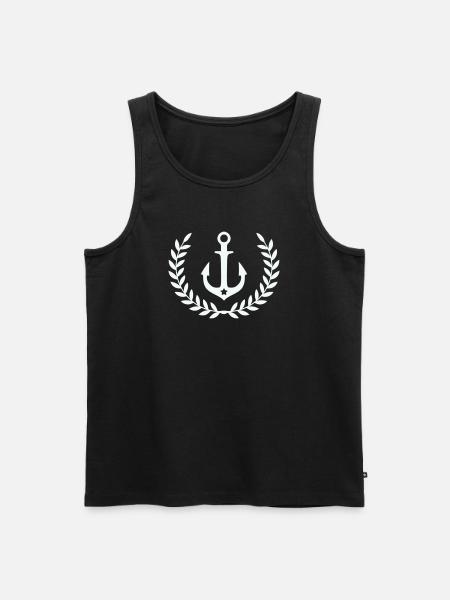 Anker im Lorbeerkranz - Männer Premium Bio Tank Top - Schwarz