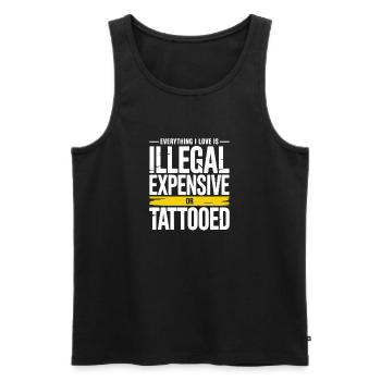 Everything I Love Is Tattooed Tätowiert Tattoo - Männer Premium Bio Tank Top - Schwarz - Vorne - Michal (187cm)