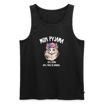 Ragdoll Humor Cat Hair Pajamas - Men's Premium Organic Tank Top - black - Front - AI Model Male 178 light (178cm)