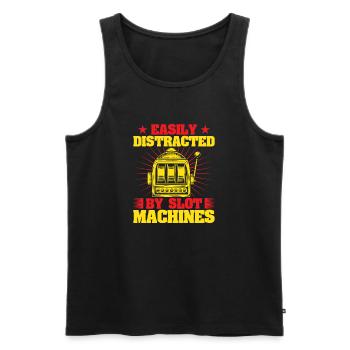 Gambling Fan Easily Distracted By Casino - Männer Premium Bio Tank Top - Schwarz - Vorne - Michal (187cm)