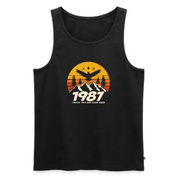 1987 Birthday 1987 Born In 1987 Birthday - Men's Premium Organic Tank Top - black - Front - AI Model Male 178 light (178cm)
