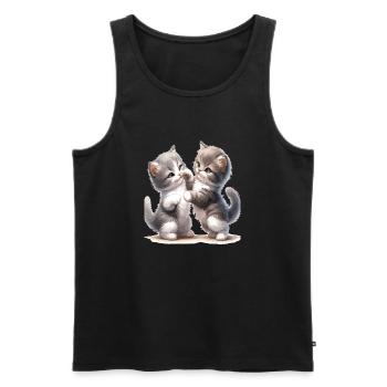 Kätzchenfreundschaft Illustration - Männer Premium Bio Tank Top - Schwarz - Vorne - AI Model Male 178 light (178cm)