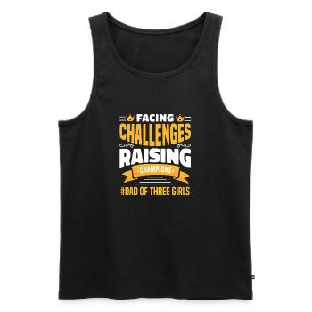 Dad father of three girls daughters - Men's Premium Organic Tank Top - black - Front - AI Model Male 178 light (178cm)