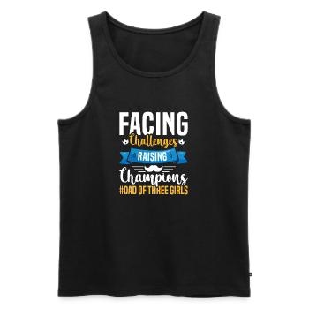 Dad father of three girls daughters - Men's Premium Organic Tank Top - black - Front - AI Model Male 178 light (178cm)