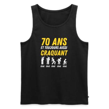 70 ans humour anniversaire vintage - Débardeur bio Premium Homme - noir - Devant - Michal (187cm)