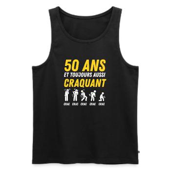 50 ans humour anniversaire vintage - Débardeur bio Premium Homme - noir - Devant - Michal (187cm)