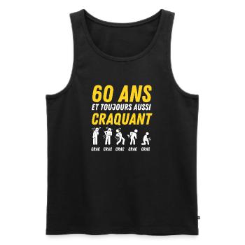 60 ans humour anniversaire vintage - Débardeur bio Premium Homme - noir - Devant - AI Model Male 178 light (178cm)