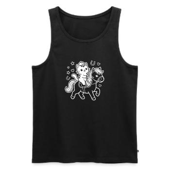 Kawaii Katze auf Pferd - Männer Premium Bio Tank Top - Schwarz - Vorne - AI Model Male 178 light (178cm)