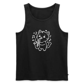 Musikalische Kawaii Katze Saxophon - Männer Premium Bio Tank Top - Schwarz - Vorne - Michal (187cm)