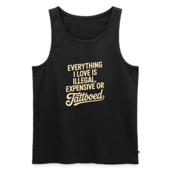 Everything I Love Is Tattooed Tätowiert Tattoo - Männer Premium Bio Tank Top - Schwarz - Vorne - Michal (187cm)