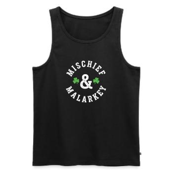 Mischief & Malarkey Shamrock Logo - Männer Premium Bio Tank Top - Schwarz - Vorne - AI Model Male 178 light (178cm)