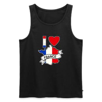 France - Drapeau - Carte - Débardeur bio Premium Homme - noir - Devant - Michal (187cm)