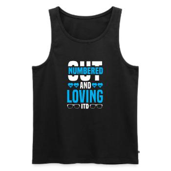 Dad father of three girls daughters - Men's Premium Organic Tank Top - black - Front - AI Model Male 178 light (178cm)
