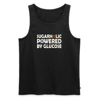 Sugarholic alimenté par le glucose - Débardeur bio Premium Homme - noir - Devant - AI Model Male 178 light (178cm)