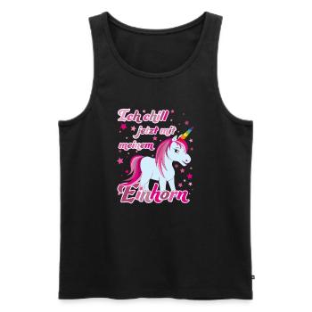 Ich chill jetzt mit meinem Einhorn, Lustig - Männer Premium Bio Tank Top - Schwarz - Vorne - AI Model Male 178 light (178cm)