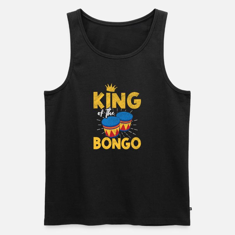 King Bongo Retro Percussion Drummer Design - Männer Premium Bio Tank Top - Schwarz
