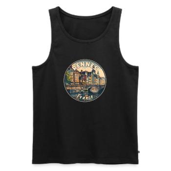 Découvrez Rennes en France Charmante ville française - Débardeur bio Premium Homme - noir - Devant - AI Model Male 178 light (178cm)