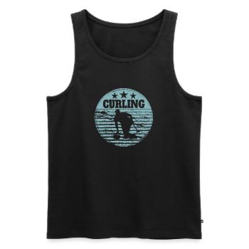 Joueur de curling sport Sports d’hiver Précision sur glace - Débardeur bio Premium Homme - noir - Devant - Michal (187cm)