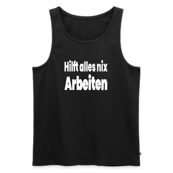 Arbeiten - Männer Premium Bio Tank Top - Schwarz - Vorne - AI Model Male 178 light (178cm)