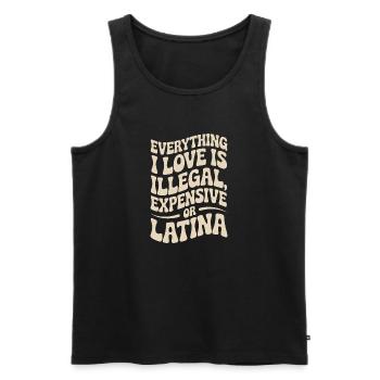 Tout ce que j’aime est illégal, cher ou latina - Débardeur bio Premium Homme - noir - Devant - AI Model Male 178 light (178cm)