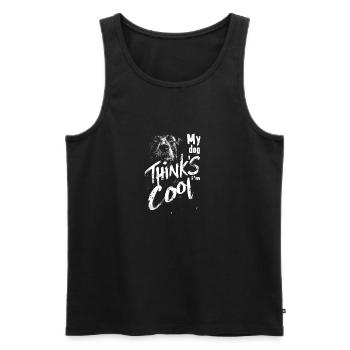 My dog thinks I'm cool - Men's Premium Organic Tank Top - black - Front - Michal (187cm)