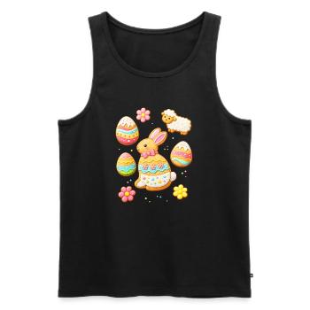 Easter Cookies Set with Bunny and Lamb Illustration - Men's Premium Organic Tank Top - black - Front - AI Model Male 178 light (178cm)