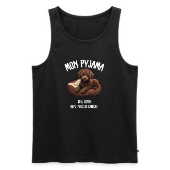 Pyjama Chien Caniche Humour - Débardeur bio Premium Homme - noir - Devant - AI Model Male 178 light (178cm)