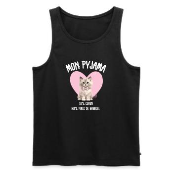 Ragdoll Humor Cat Hair Pajamas - Men's Premium Organic Tank Top - black - Front - AI Model Male 178 light (178cm)