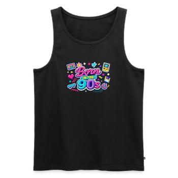 Born in den 90ern Neon-Retro - Männer Premium Bio Tank Top - Schwarz - Vorne - AI Model Male 178 light (178cm)