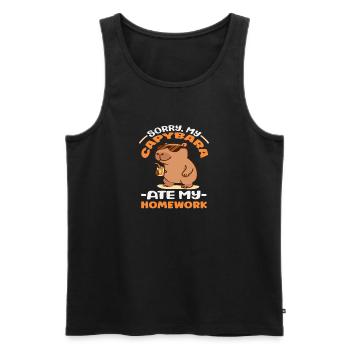 Désolé, mon capybara a mangé mes devoirs. Mignon, drôle. - Débardeur bio Premium Homme - noir - Devant - Michal (187cm)