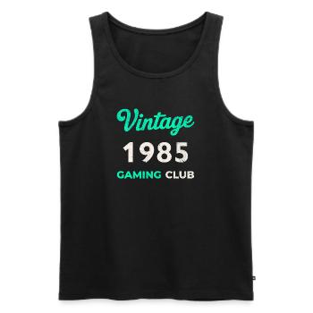 Vintage 1985 – Année de naissance rétro du Gaming Club - Débardeur bio Premium Homme - noir - Devant - Michal (187cm)