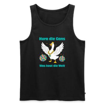 Disco Gans: Hura die Gans, was kost die Welt! - Männer Premium Bio Tank Top - Schwarz - Vorne - Michal (187cm)