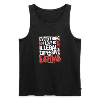 Tout ce que j’aime est illégal, cher ou latina - Débardeur bio Premium Homme - noir - Devant - AI Model Male 178 light (178cm)