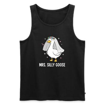 Mrs. Silly Goose Bride Cute Wedding Pun - Men's Premium Organic Tank Top - black - Front - AI Model Male 178 light (178cm)