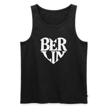 Berlin Herzschrift Logo - Männer Premium Bio Tank Top - Schwarz - Vorne - AI Model Male 178 light (178cm)