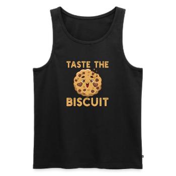 Taste the Biscuit - Men's Premium Organic Tank Top - black - Front - AI Model Male 178 light (178cm)