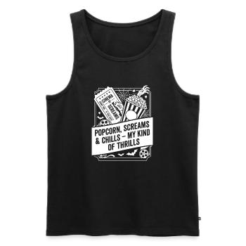 Le pop-corn crie mon genre de sensations fortes - Débardeur bio Premium Homme - noir - Devant - AI Model Male 178 light (178cm)
