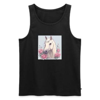 Pferd mit Blumen - Männer Premium Bio Tank Top - Schwarz - Vorne - AI Model Male 178 light (178cm)