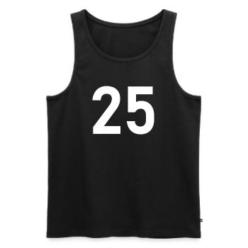 25. 25 ANS. 25e ANNIVERSAIRE. ANNIVERSAIRE 25 ANS. - Débardeur bio Premium Homme - noir - Devant - AI Model Male 178 light (178cm)