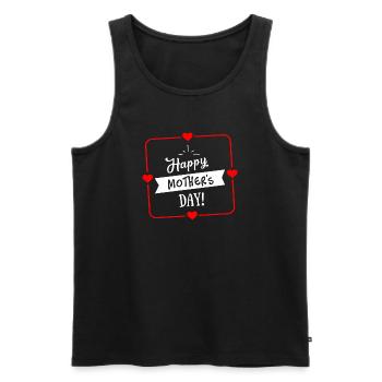 Happy Mothers Day Herz Umrandung - Weiß Rot - Männer Premium Bio Tank Top - Schwarz - Vorne - Michal (187cm)