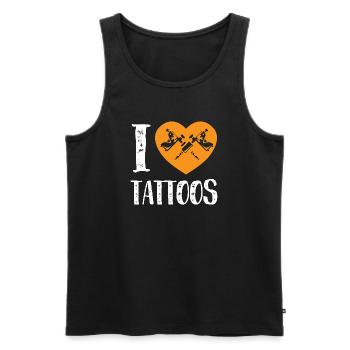 I Love Tattoos Orange Heart Ink Artist Design - Männer Premium Bio Tank Top - Schwarz - Vorne - AI Model Male 178 light (178cm)